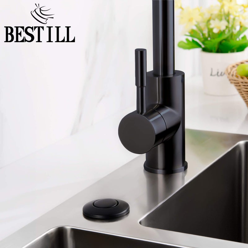 BESTILL Sink Top Garbage Disposal Air Switch Button with 5 Ft Air Hose, Matte Black 3.6" Long On/Off Push Button with Brass Cover, Compatible with all Power Modules - Image 2